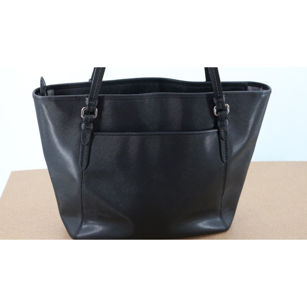 Coach Peyton Leather Zip Top Tote Shoulder Bag Large Black Saffiano - Picture 5 of 10
